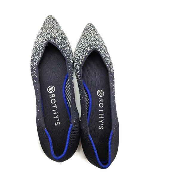 ROTHY'S The Point Flats Womens 11 Midnight Slate Metallic Silver Sparkle Retired - Picture 7 of 8